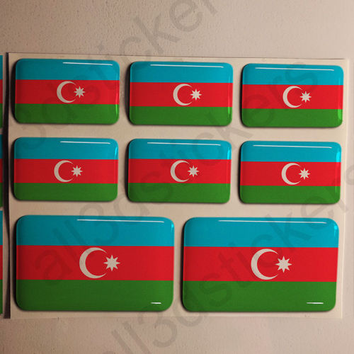 3D Kfz-Aufkleber Flagge Aserbaidschan Fahne