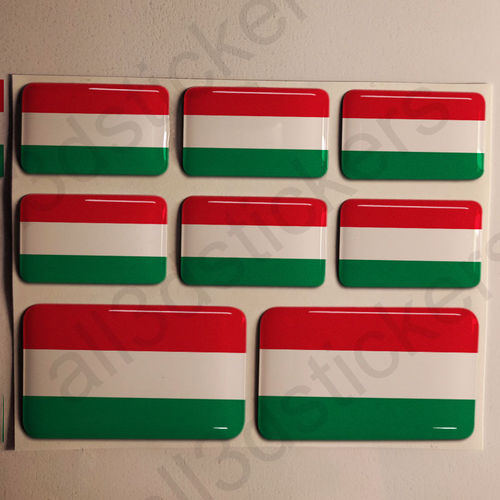 Stickers Resin Domed Flag Hungary 3D