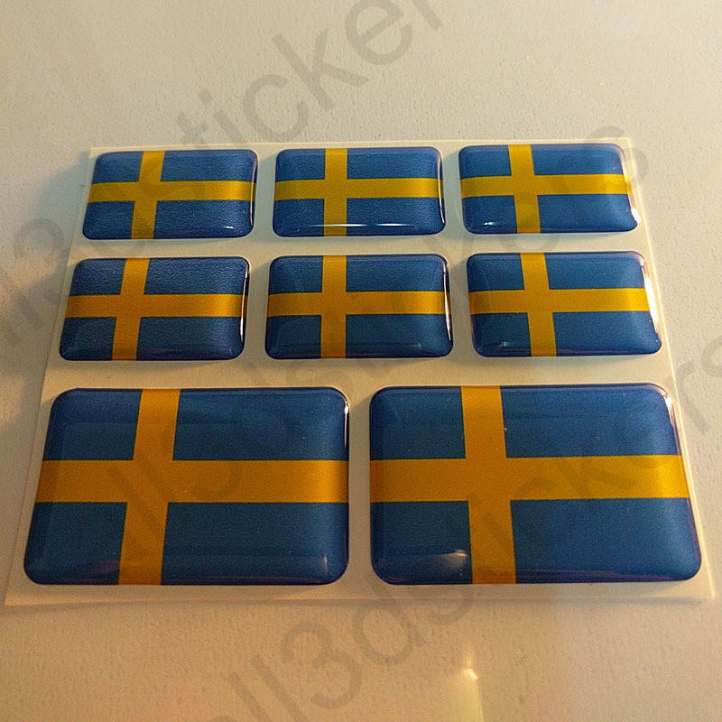 Sticker Flag Sweden Skull Adhesive Decal Resin Domed Car Moto Tablet Laptop 3D 
