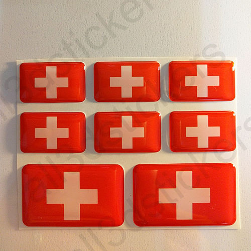 Stickers Resin Domed Flag Switzerland 3D