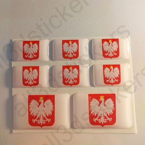 Stickers Resin Domed Coat of Arms Poland 3D