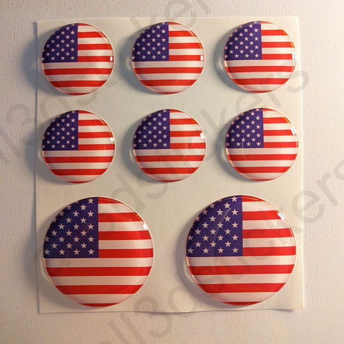 Round Stickers Flag United States USA 3D