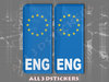 2 x 3D Sticker Resin Domed Euro ENGLAND Number Plate Car Badge