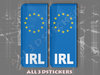 2 x 3D Sticker Resin Domed Euro IRELAND Number Plate Car Badge