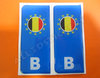 2 x 3D Sticker Resin Domed Euro BELGIUM Number Plate with Flag Car Badge