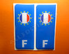 2 x 3D Sticker Resin Domed Euro FRANCE Number Plate with Flag Car Badge