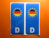 2 x 3D Sticker Resin Domed Euro ALEMANIA - DEUTSCHLAND Number Plate with Flag Car Badge