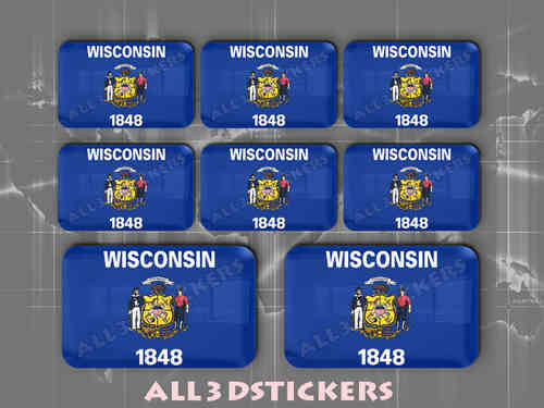 Pegatinas Relieve Bandera Wisconsin 3D
