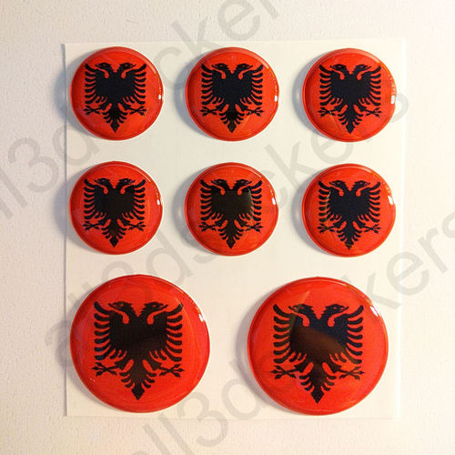 Pegatinas Redondas Bandera Albania 3D