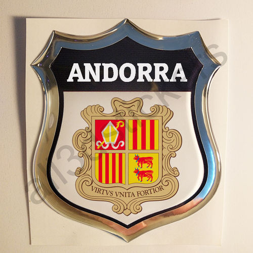 Pegatina Emblema Andorra Escudo de Armas 3D