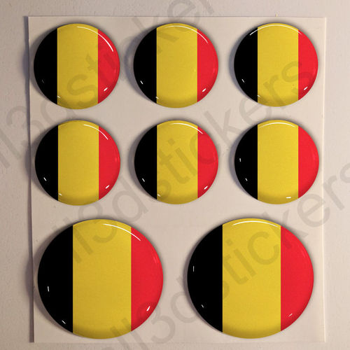 Pegatinas Redondas Bandera Belgica 3D