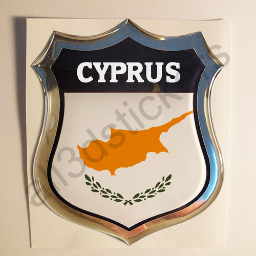 Pegatina Emblema Bandera Chipre 3D