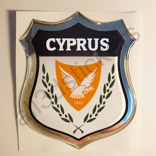 Autocollant Chypre Emblème Armoiries Résine 3D Relief