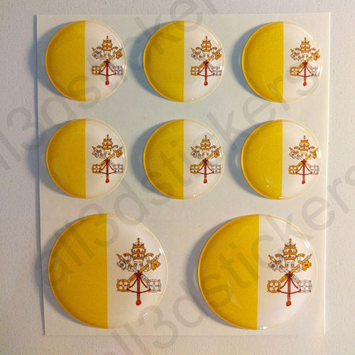 Round Stickers Flag Vatican City 3D