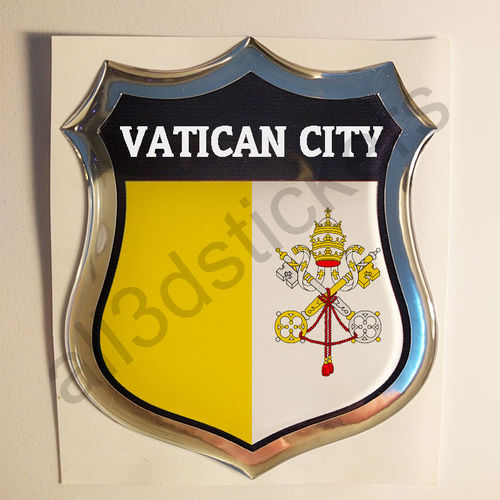 Pegatina Emblema Bandera Ciudad del Vaticano 3D