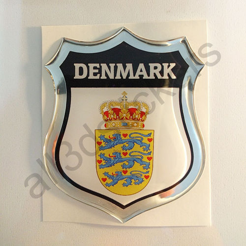 Pegatina Emblema Escudo de Armas Dinamarca 3D