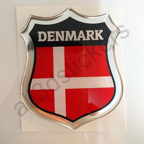 Autocollant Danemark Emblème Drapeau Résine 3D Relief