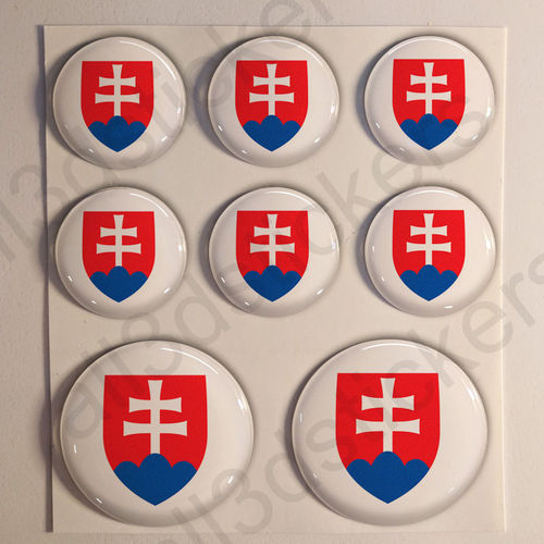 Pegatinas Redondas Eslovaquia Escudo de Armas 3D