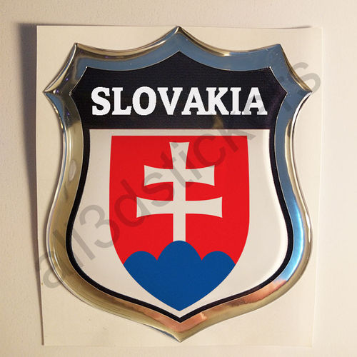 Autocollant Slovaquie Emblème Armoiries Résine 3D Relief
