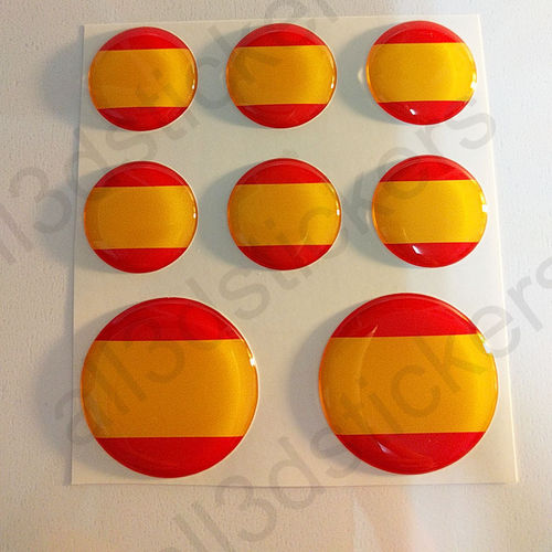 Pegatinas Redondas Bandera España sin Escudo 3D