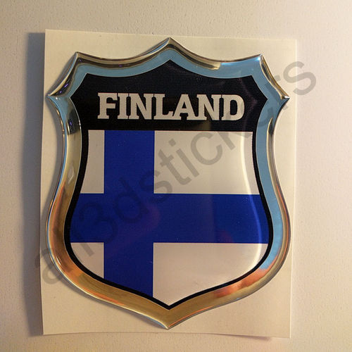 Pegatina Emblema Bandera Finlandia 3D