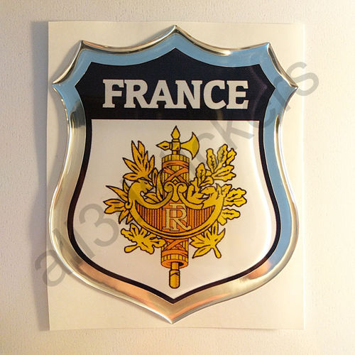 Autocollant France Emblème Armoiries Résine 3D Relief
