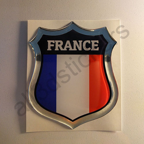Autocollant France Emblème Drapeau Résine 3D Relief