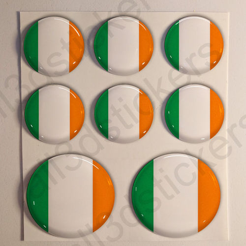 Round Stickers Flag Ireland 3D