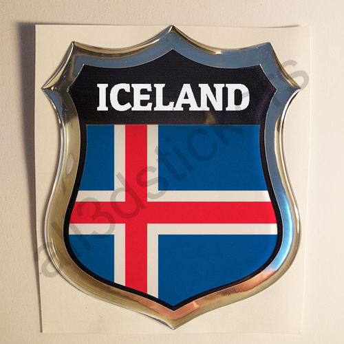Autocollant Islande Emblème Drapeau Résine 3D Relief