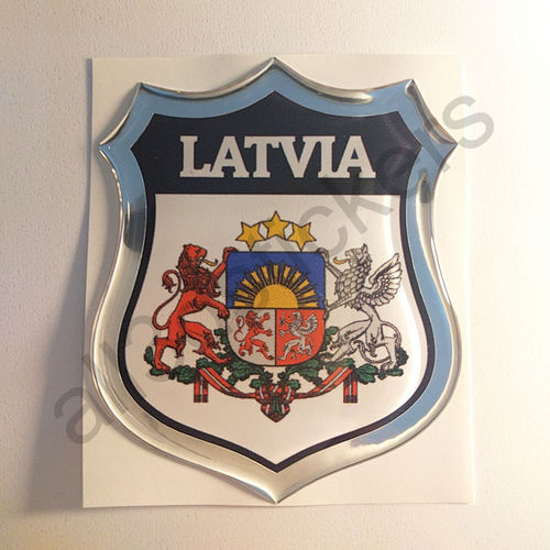 Autocollant Lettonie Emblème Armoiries Résine 3D Relief