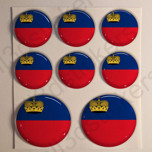 Pegatinas Redondas Bandera Liechtenstein 3D