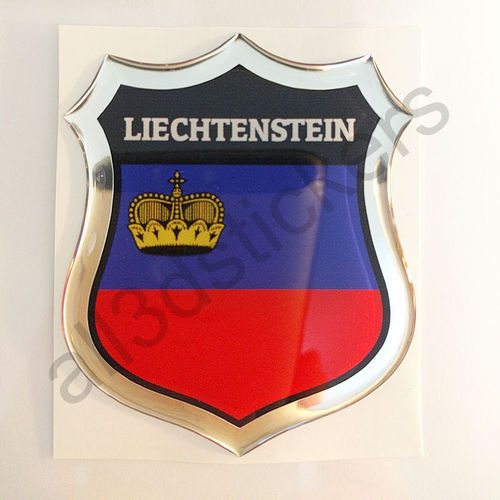 Pegatina Emblema Bandera Liechtenstein 3D
