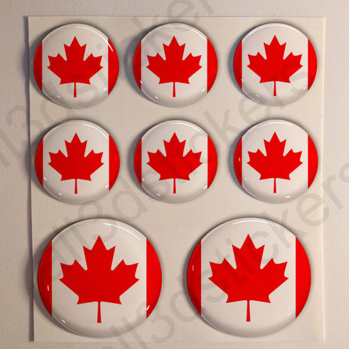 Pegatinas Redondas Bandera Canada 3D