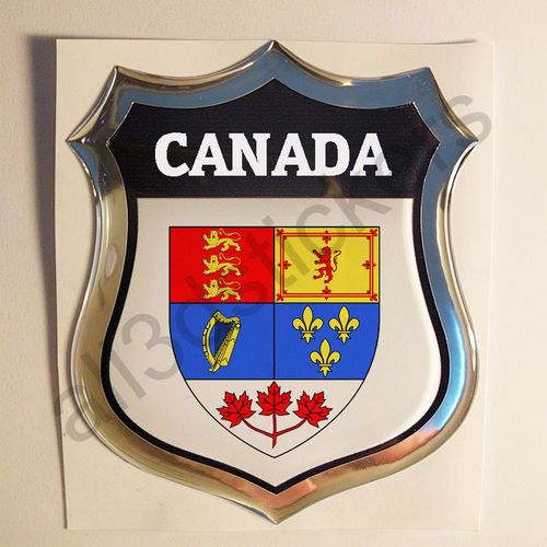 Autocollant Canada Emblème Armoiries Résine 3D Relief