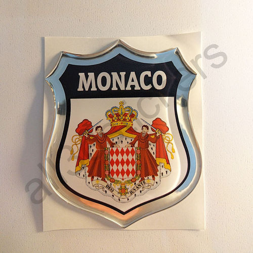 Autocollant Monaco Emblème Armoiries Résine 3D Relief