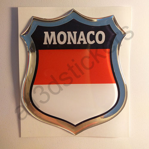 Autocollant Monaco Emblème Drapeau Résine 3D Relief