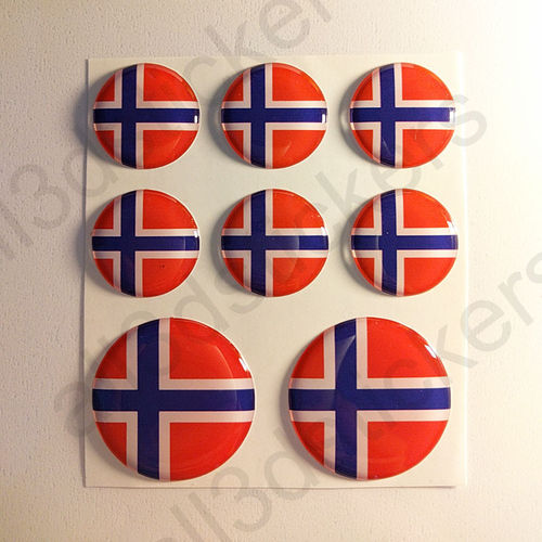 Pegatinas Redondas Bandera Noruega 3D