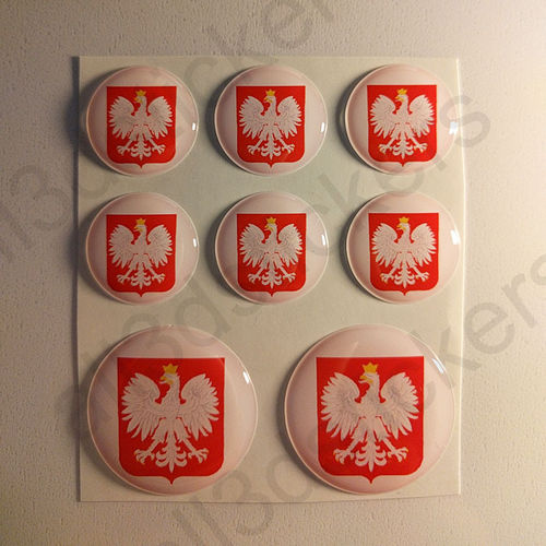Round Stickers Coat of Arms Poland 3D
