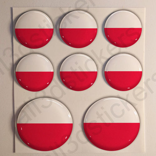 Round Stickers Flag Poland 3D