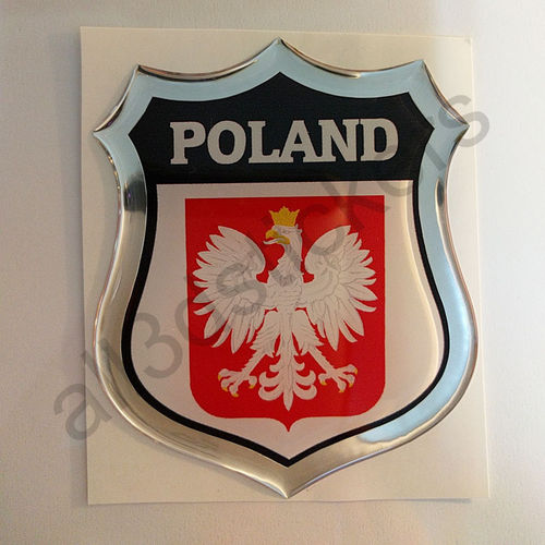 Autocollant Pologne Emblème Armoiries Résine 3D Relief