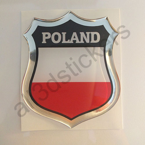 Kfz-Aufkleber Emblem Flagge Polen Fahne 3D