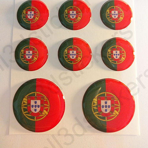 Pegatinas Redondas Bandera Portugal 3D