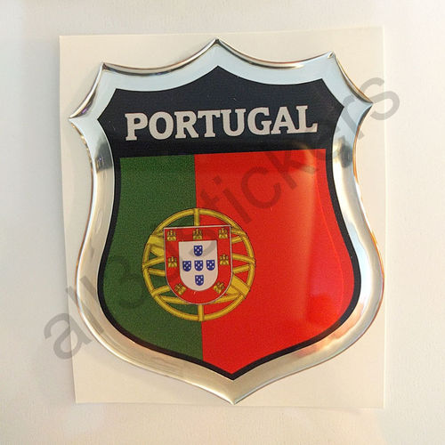 Autocollant Portugal Emblème Drapeau Résine 3D Relief