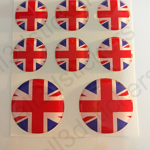 Pegatinas Redondas Bandera Reino Unido 3D