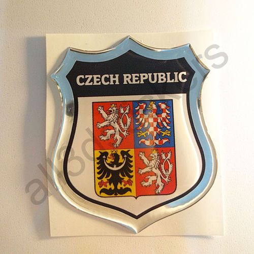 Autocollant République Tchèque Emblème Armoiries Résine 3D Relief