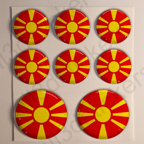 Pegatinas Redondas Bandera Republica de Macedonia 3D