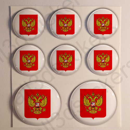 Pegatinas Redondas Rusia Escudo de Armas 3D