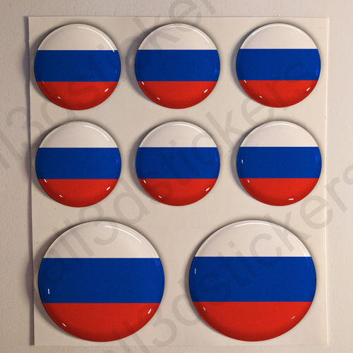 Pegatinas Redondas Bandera Rusia 3D
