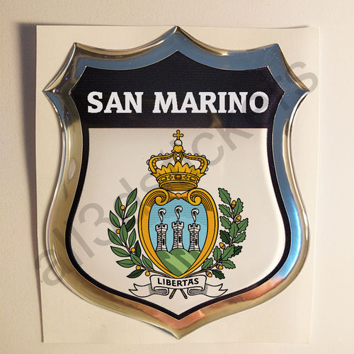 Autocollant Saint-Marin Emblème Armoiries Résine 3D Relief