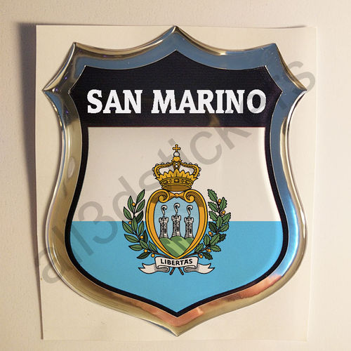 Pegatina Emblema Bandera San Marino 3D